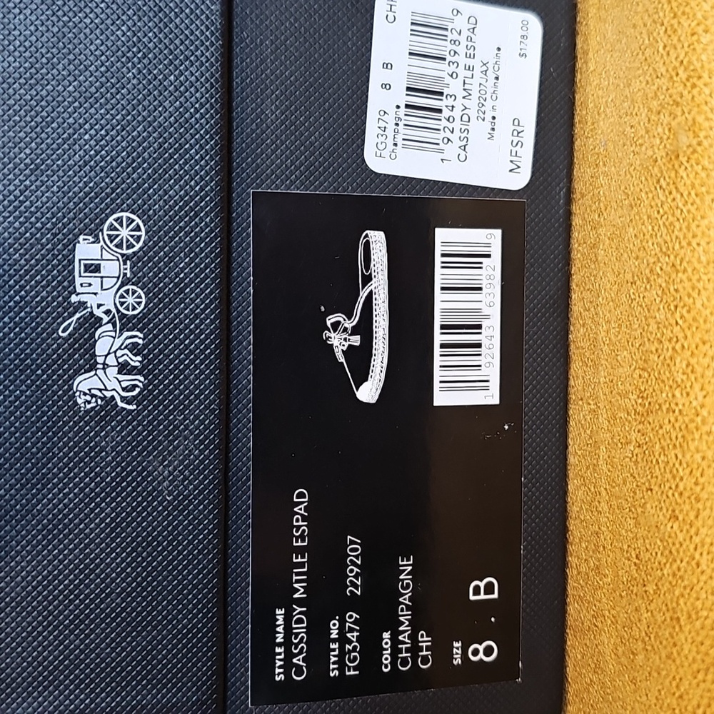 Coach Cassidy Metallic Champagne Esparadilles Sz 8 NIB MSRP $178 - Picture 2 of 7